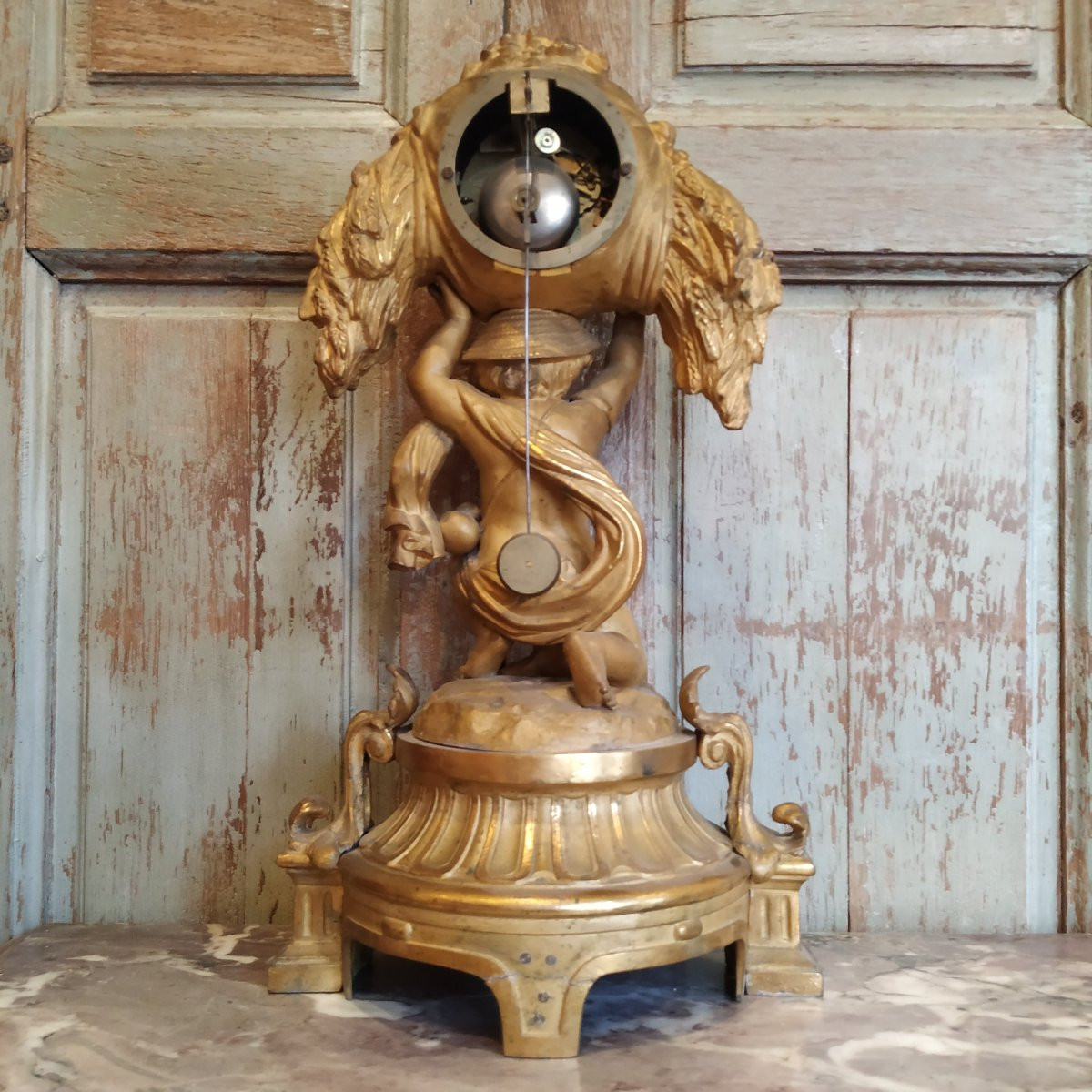 PENDULE AU GARCON MOISSONNEUR D'EPOQUE RESTAURATION-photo-2