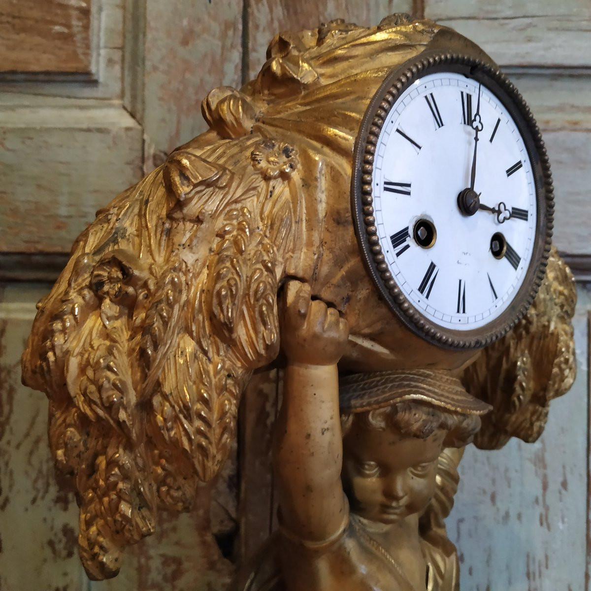 PENDULE AU GARCON MOISSONNEUR D'EPOQUE RESTAURATION-photo-3