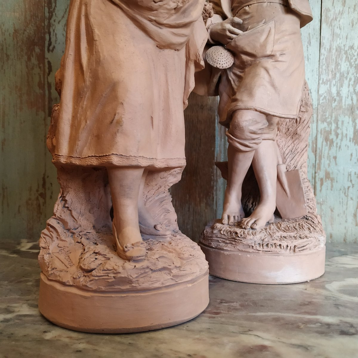 COUPLE DE JARDINNIERS PAR ALFONSE HANNE CIRCA 1905-photo-3