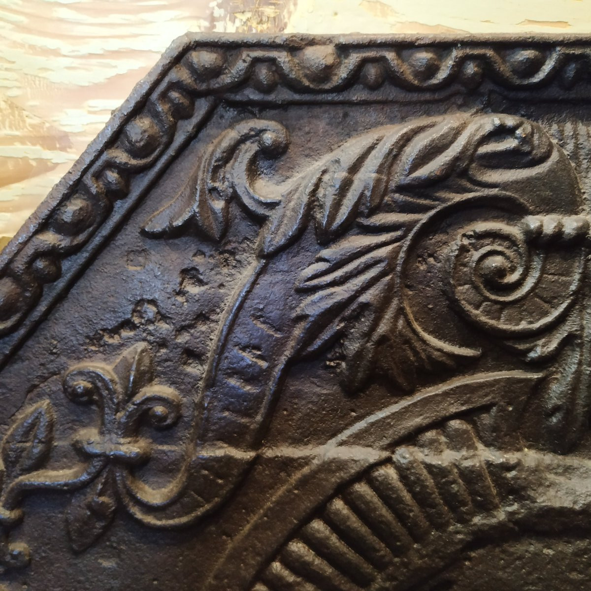 17th Century Fireplace Plaque With The Coat Of Arms Of France And Navarre-photo-3