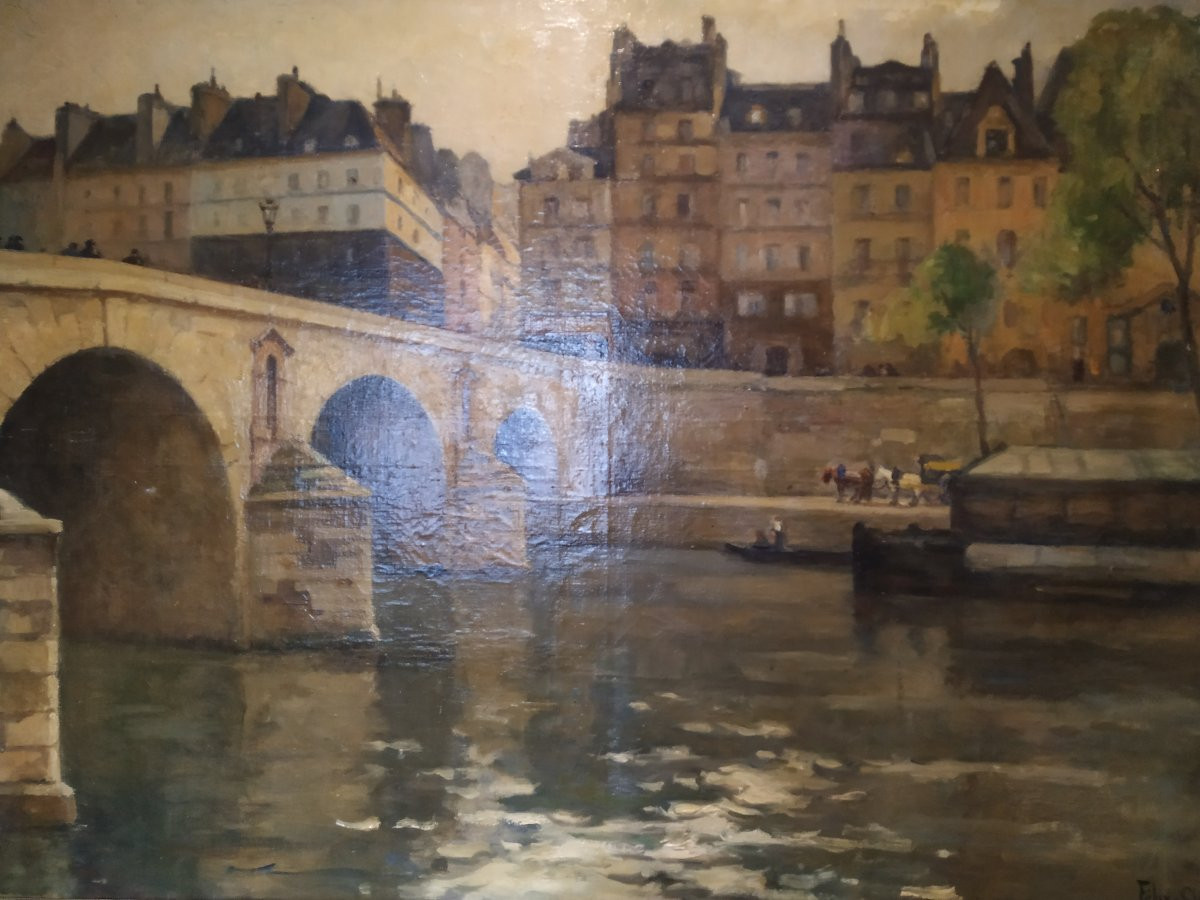 "branch Of The Seine At The Pont Marie," By Felix Claudius (b. 1875), Circa 1930.-photo-1