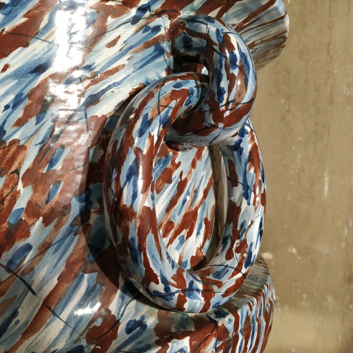  "antique-style" Vase With Marbled Decoration—premiere / Dijon/villers-les-pots Faience!-photo-2