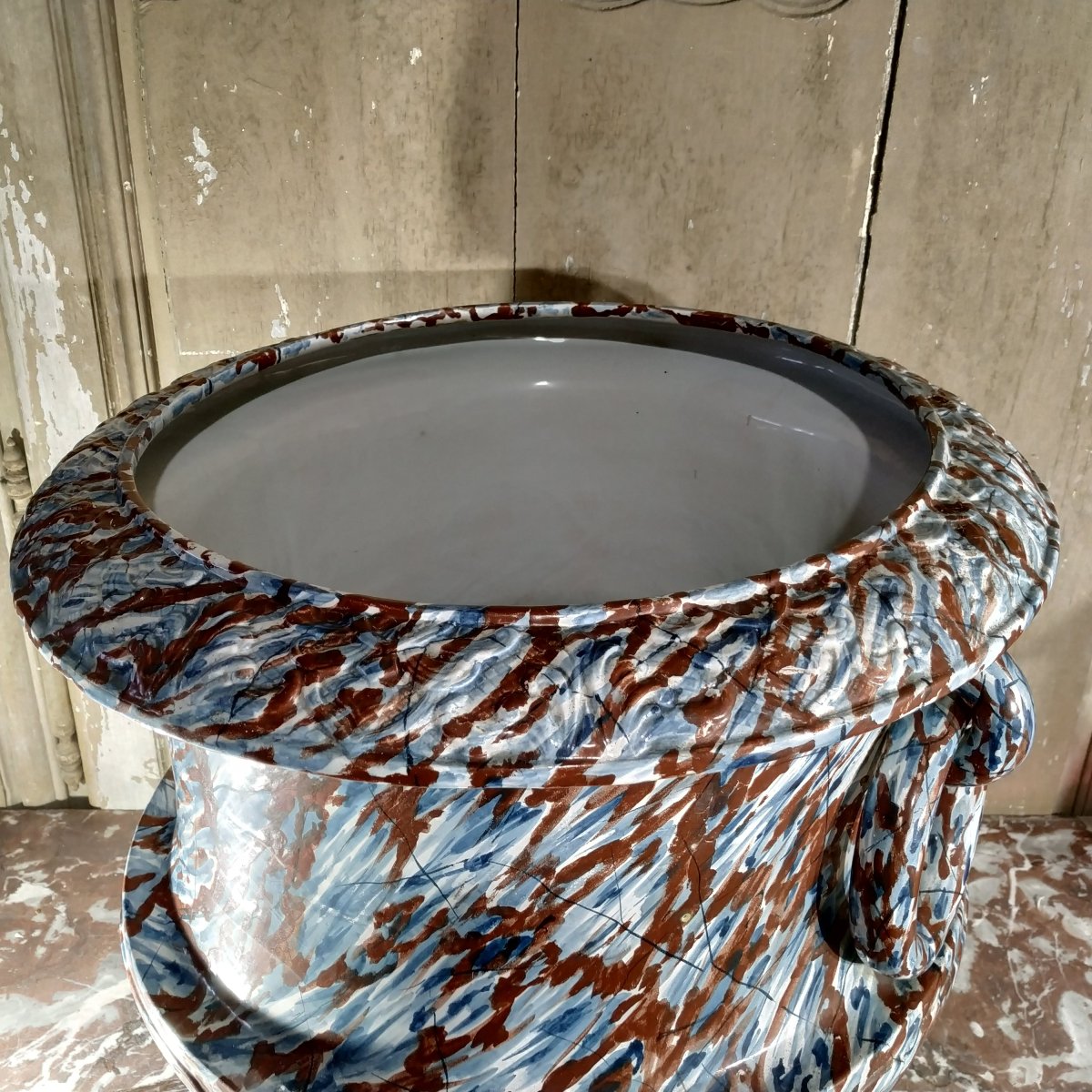  "antique-style" Vase With Marbled Decoration—premiere / Dijon/villers-les-pots Faience!-photo-4