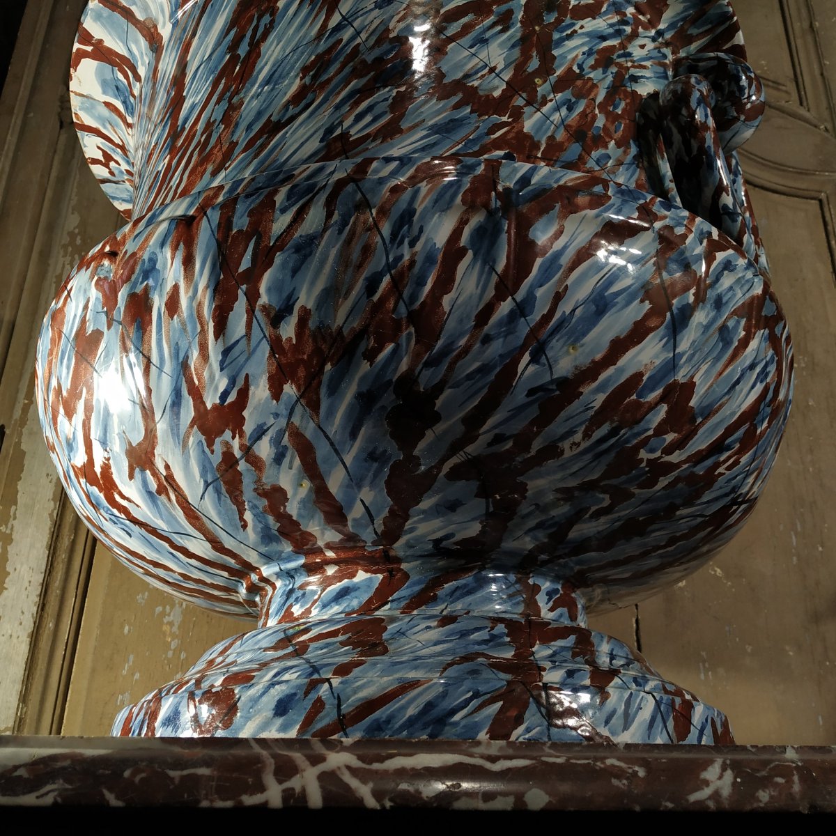  "antique-style" Vase With Marbled Decoration—premiere / Dijon/villers-les-pots Faience!-photo-2