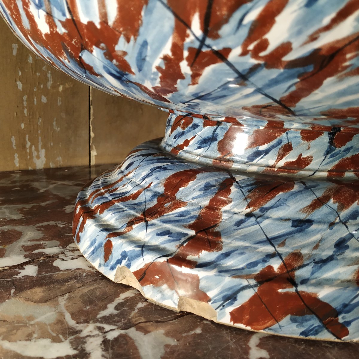  "antique-style" Vase With Marbled Decoration—premiere / Dijon/villers-les-pots Faience!-photo-4