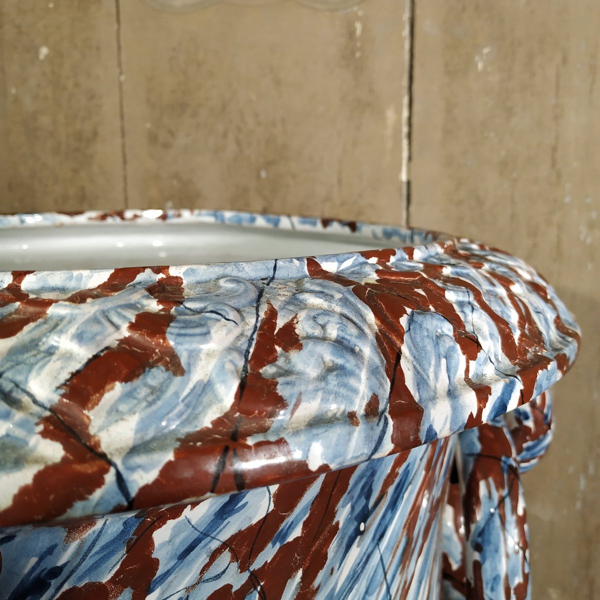  "antique-style" Vase With Marbled Decoration—premiere / Dijon/villers-les-pots Faience!-photo-7