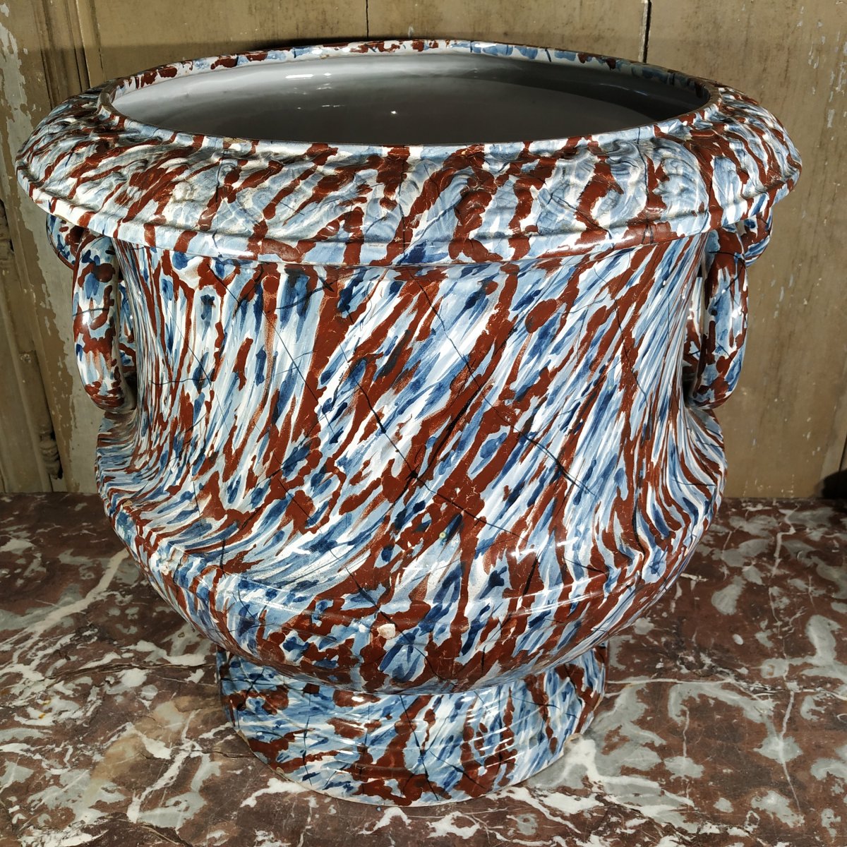  "antique-style" Vase With Marbled Decoration—premiere / Dijon/villers-les-pots Faience!-photo-8
