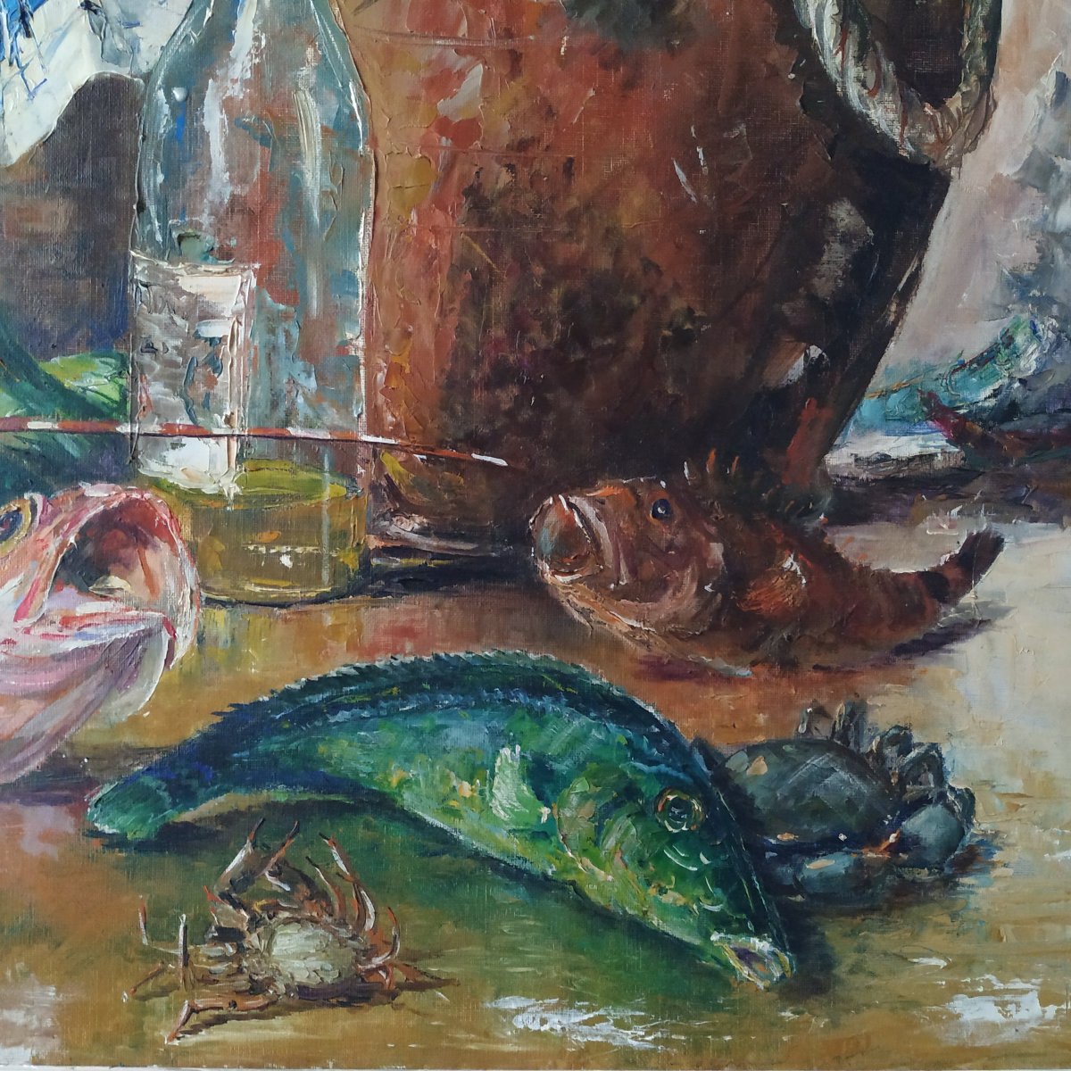 Still Life With Fish By Victor Bruzac, 1962-photo-4
