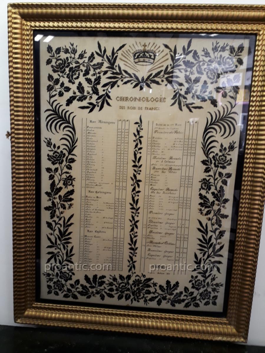 Embroidery Of The Kings Of France Folk Art Bourgeois Epoque Napoléon III-photo-2