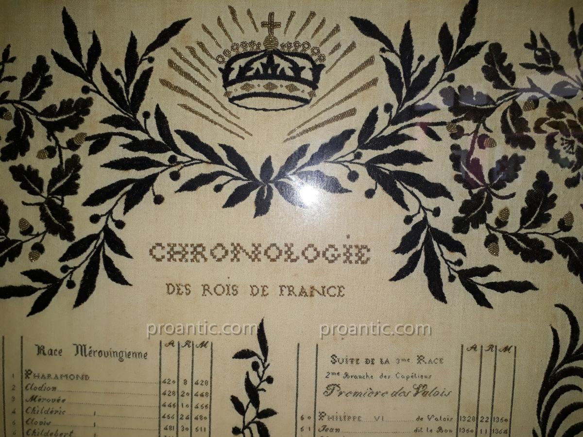Embroidery Of The Kings Of France Folk Art Bourgeois Epoque Napoléon III-photo-6
