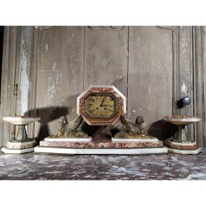 GARNITURE DE CHEMINEE D'EPOQUE ART DECO EGYPTOMANIA