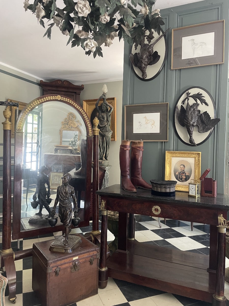Empire-style Psyche In Mahogany And Gilded Bronze – Early 19th Century-photo-3