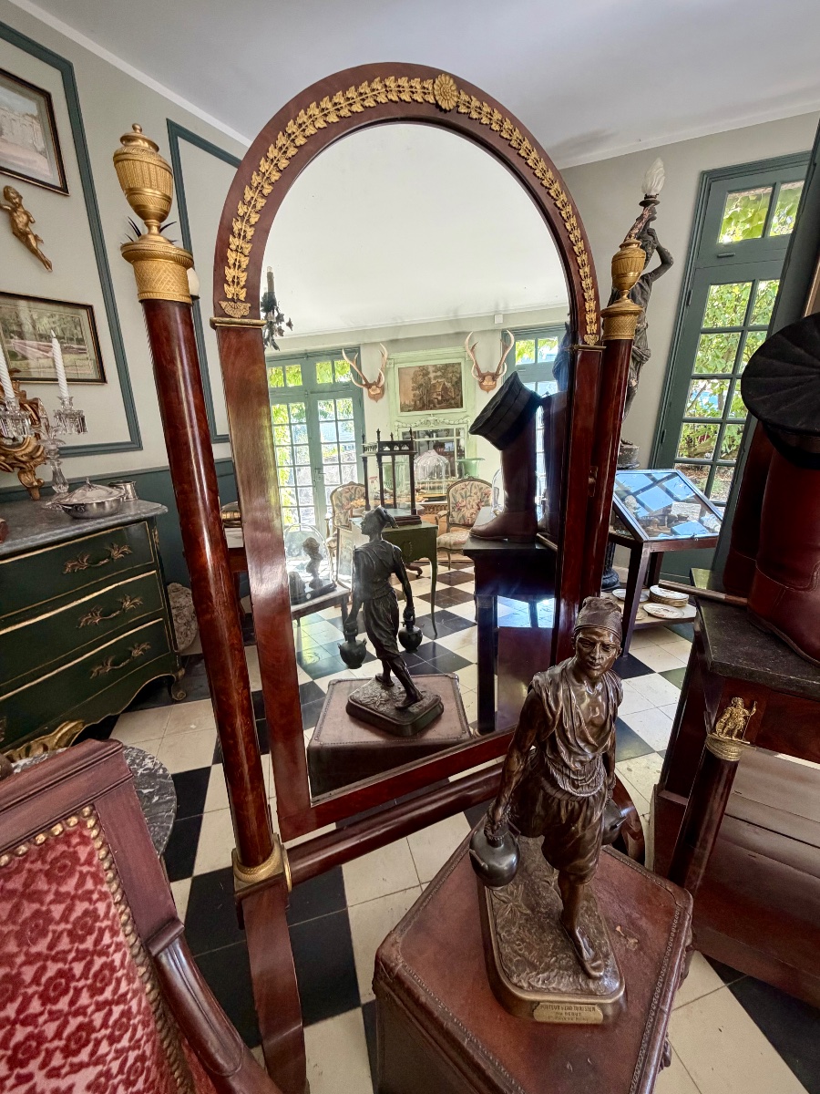 Empire-style Psyche In Mahogany And Gilded Bronze – Early 19th Century-photo-4