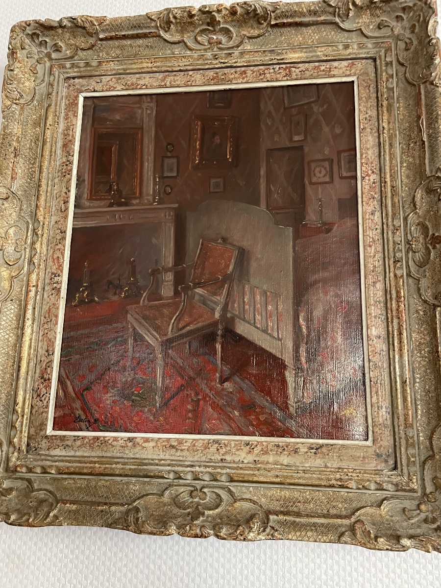 Paul Urtin (1874-1962) – Intérieur intimiste au mobilier Louis XVI – -photo-3