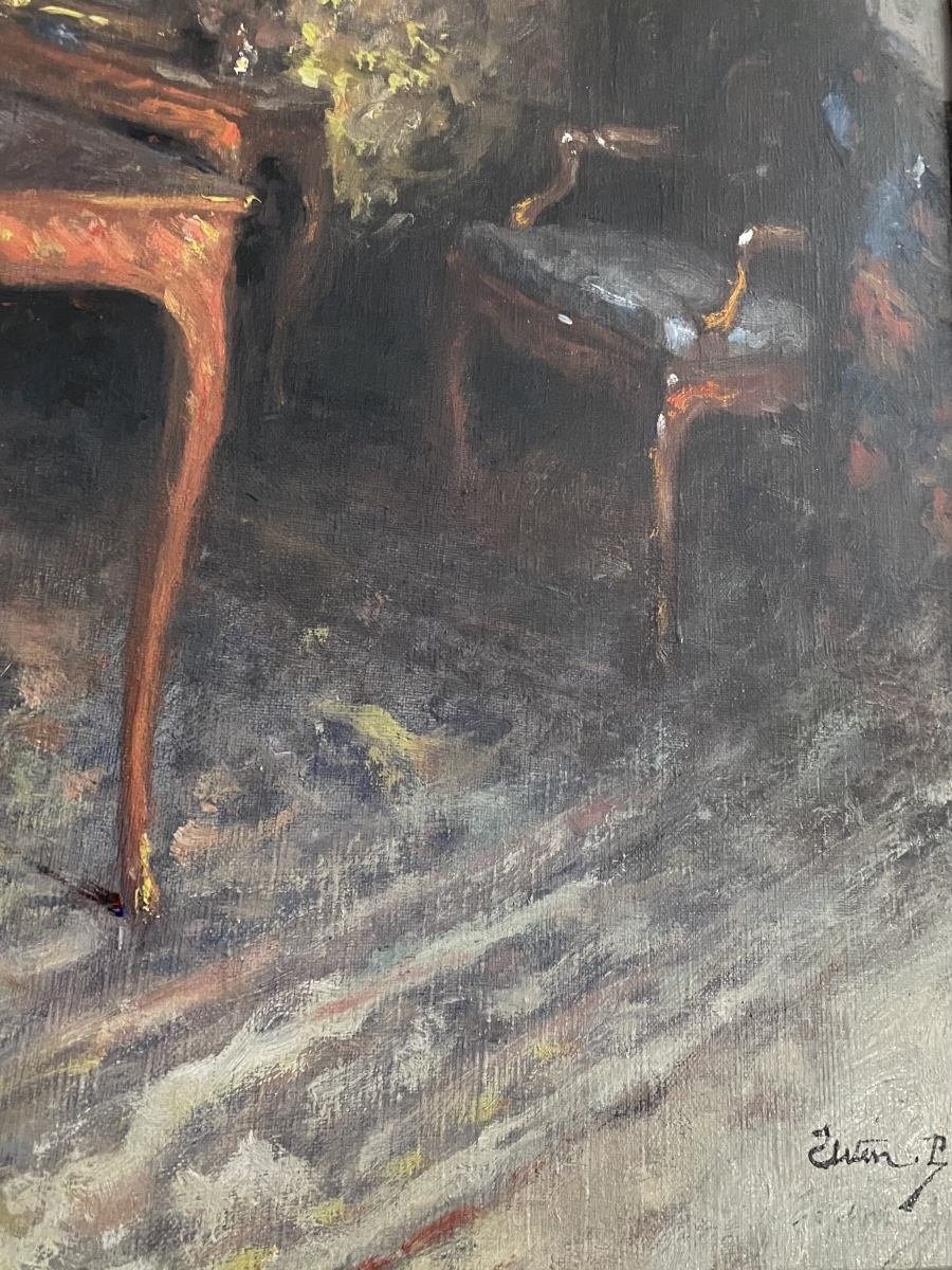 Paul Urtin (1874-1962) – Intérieur de salon – -photo-3