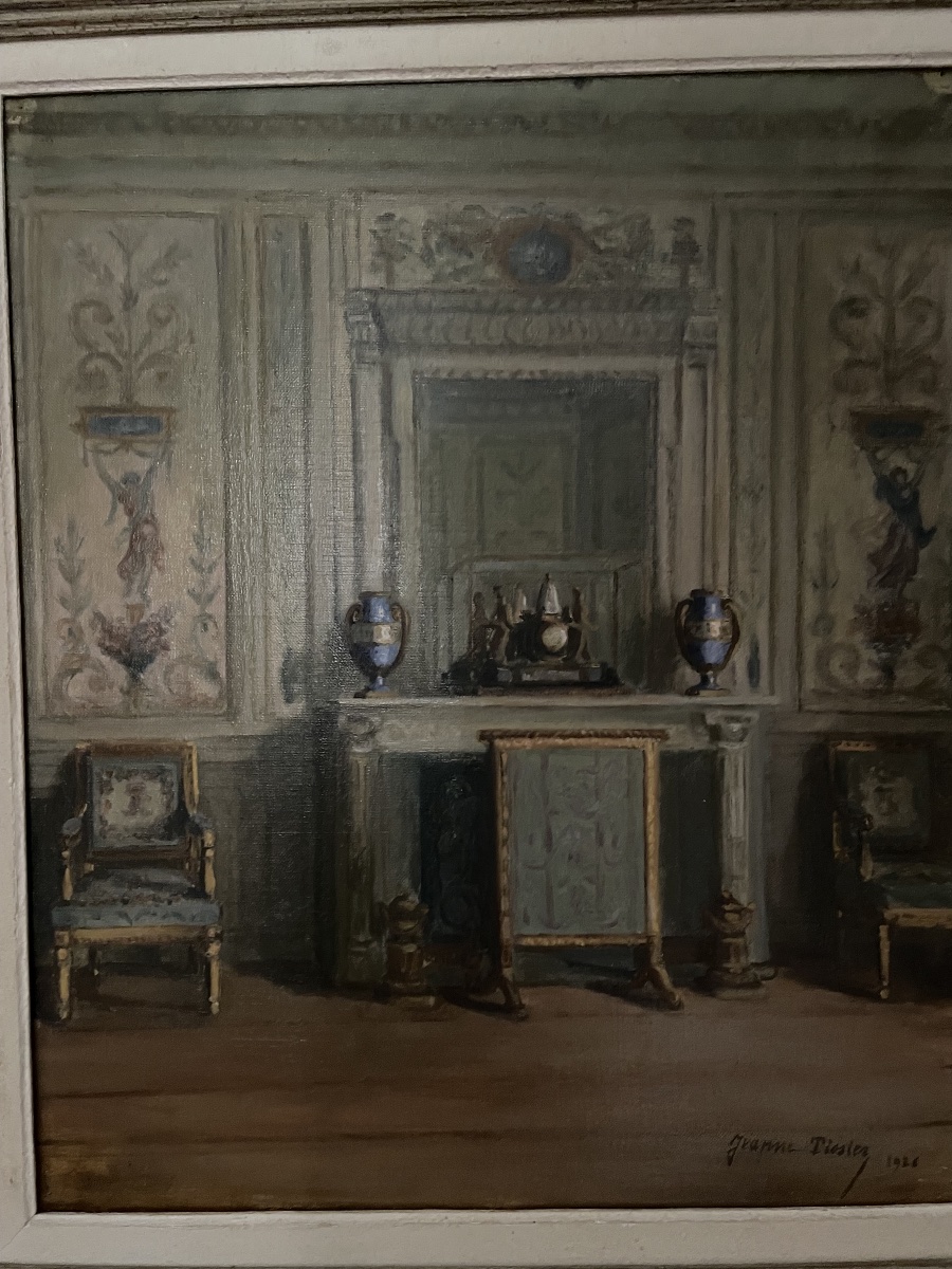 JEANNE TISSIER (née en 1888 ?) Intérieur à la cheminée-photo-2