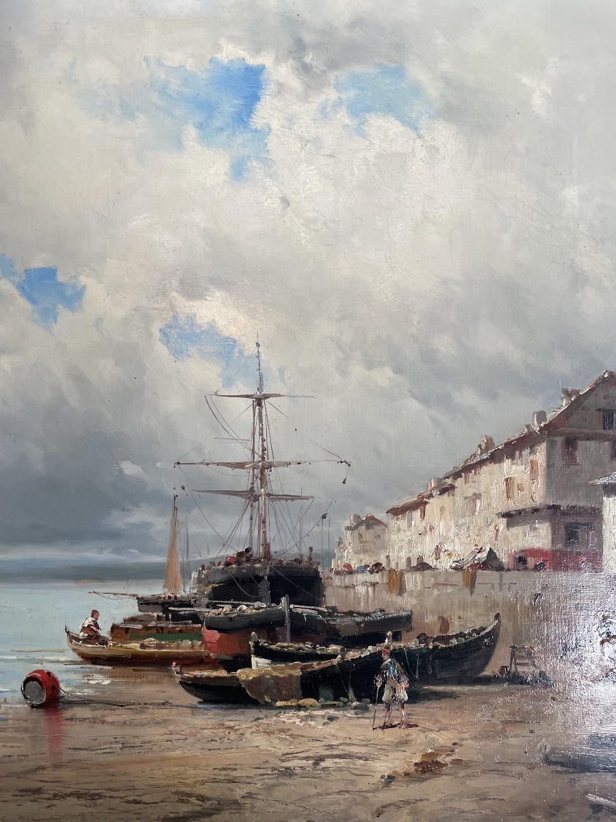 Godchaux   Grande marine, scène de port animée  -photo-2
