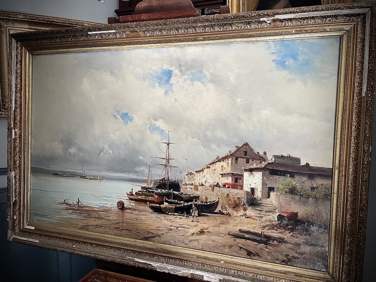 Godchaux   Grande marine, scène de port animée  -photo-3