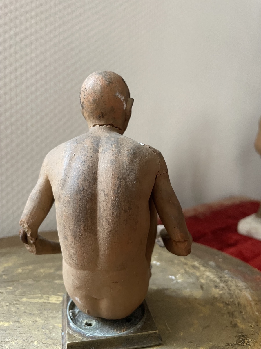 Rare groupe de quatre figures ethnographiques en terre cuite – Krishnanagar, Bengale, Inde, XIX-photo-3