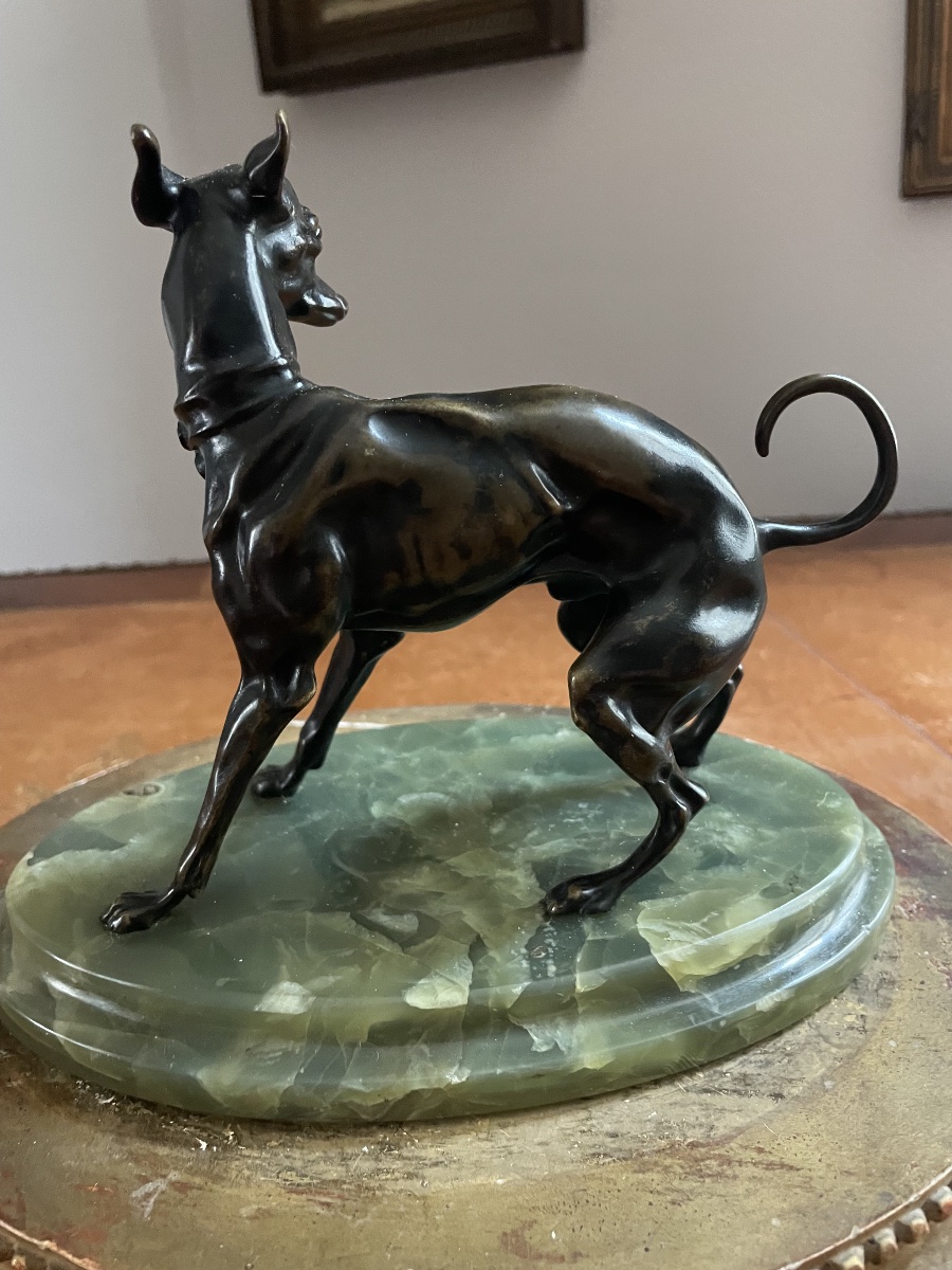Lévrier en bronze – d’après Pierre-Jules Mêne – fin du XIXᵉ siècle-photo-2