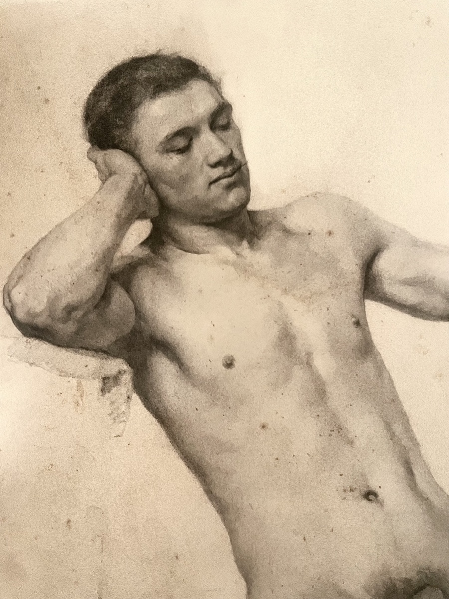 Paire de nus masculins académiques – Life Drawing, vers 1900-photo-2