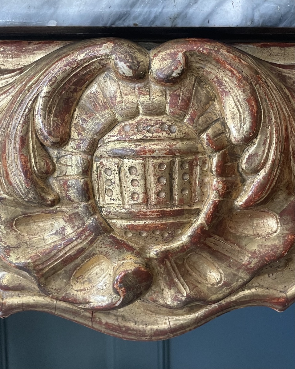 Importante console provençale en bois sculpté et doré -photo-2