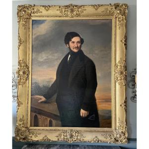 Léon Mousquet – Large Portrait Of A Dandy, Bordeaux, 1841