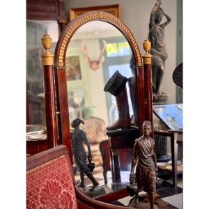 Psyché d’Époque Empire en Acajou et Bronze Doré – Début XIXe Siècl