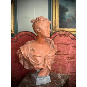 Large Terracotta Bust Of A Young Woman