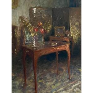 Paul Urtin (1874-1962) – Intérieur de salon –