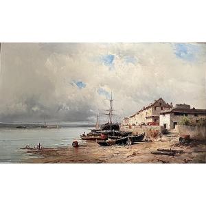 Godchaux Grande marine, scène de port animée