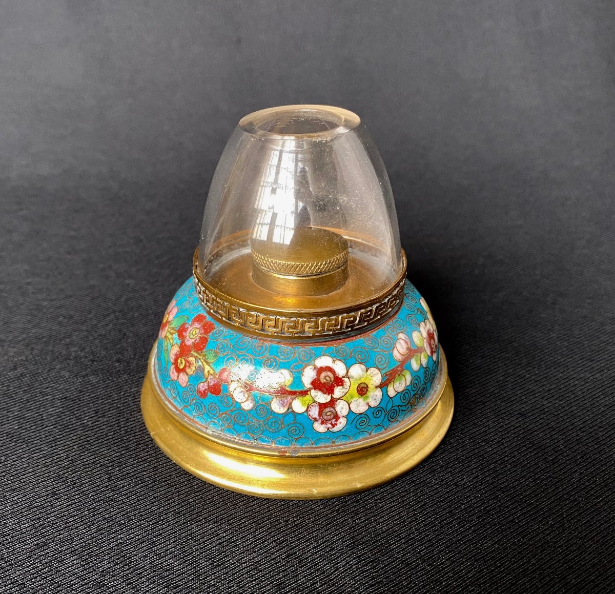 Lampe à opium en cloisonné
