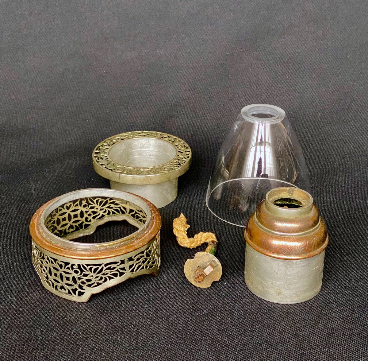 Opium Lamp In Openwork Paktong-photo-3