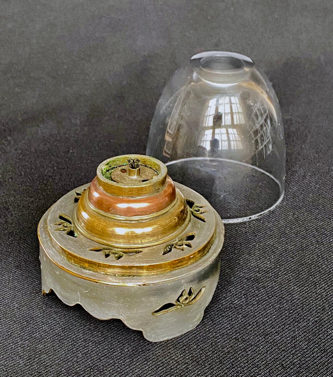 Lampe à opium en étain, laiton et cuivre-photo-2