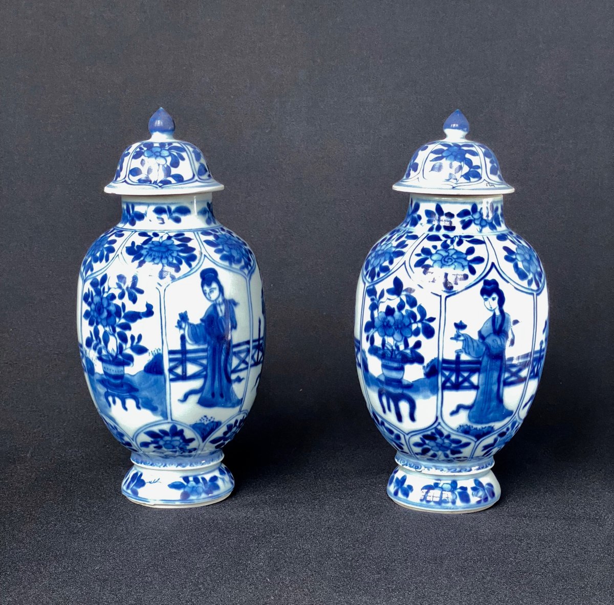 Paire de vases balustres " Long Eliza " (provenant  de l'épave de Vung Tau, c.1690, ép. Kangxi)-photo-2