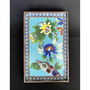 Plateau à opium en émaux cloisonnés