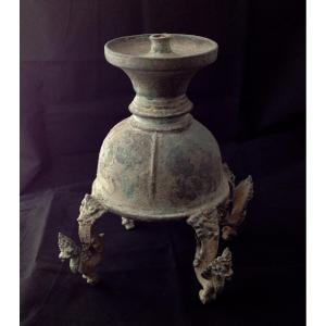 Khmer Bronze. Large Oil Lamp