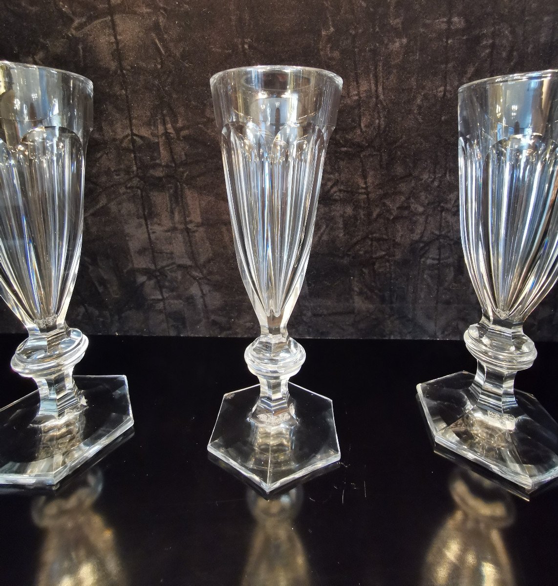  Flûtes à Champagne De Baccarat Modèle Harcourt 1841-photo-3