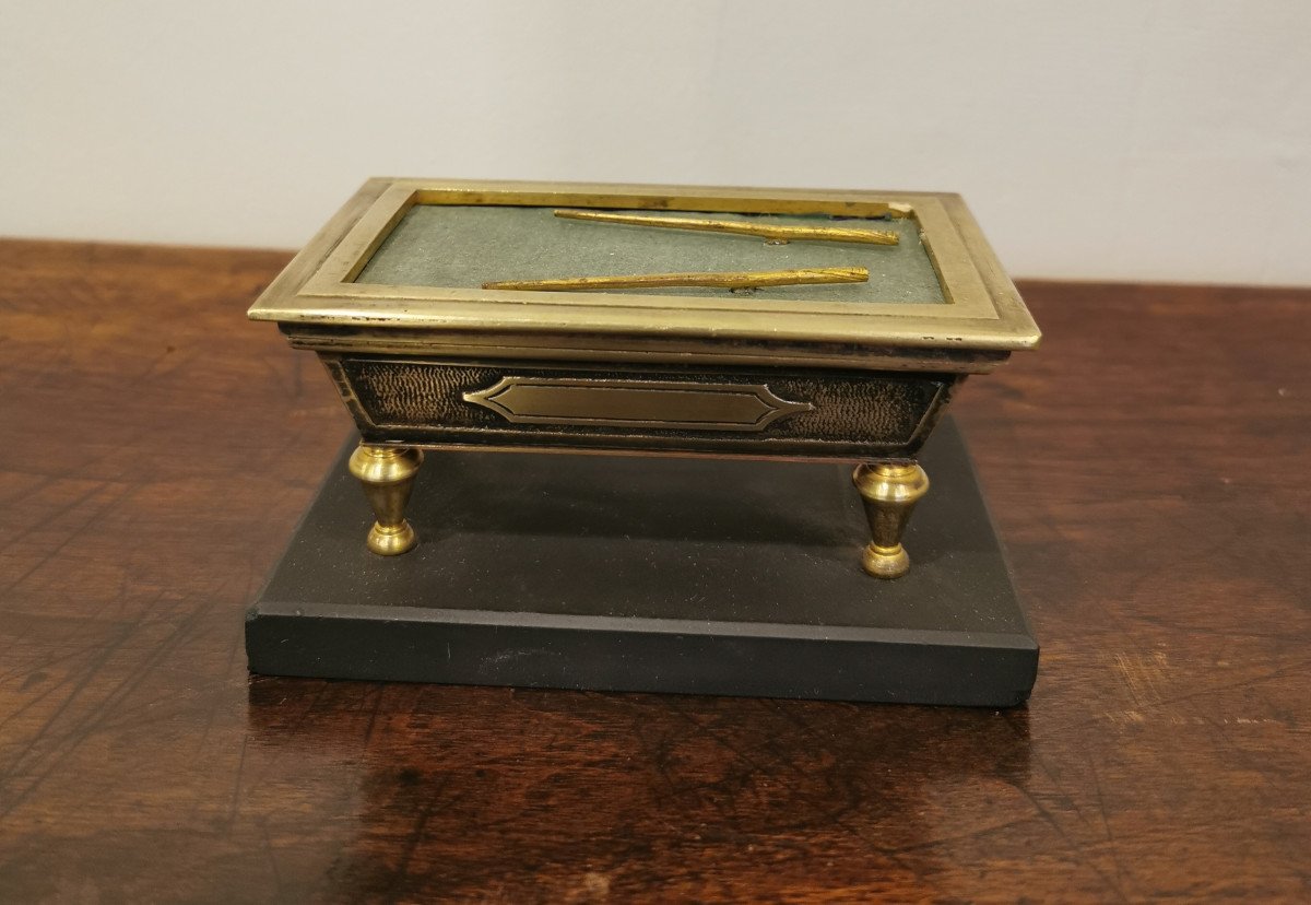 Bronze Pyrogen Representing A Billiards Table, 19th Century-photo-2
