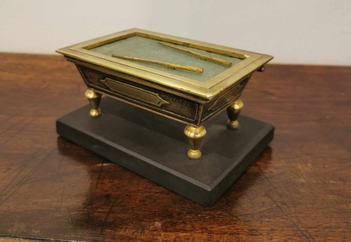 Bronze Pyrogen Representing A Billiards Table, 19th Century