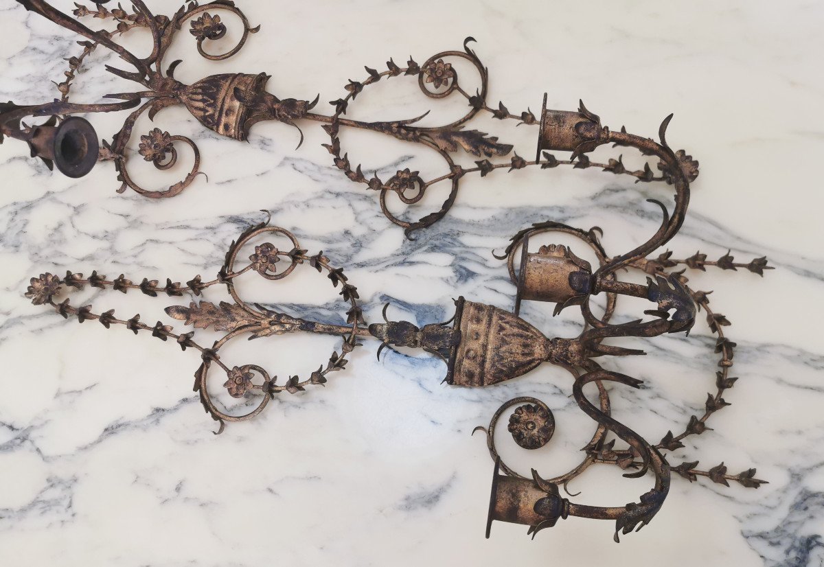Italian Wall Lights In Gold Metal-photo-1