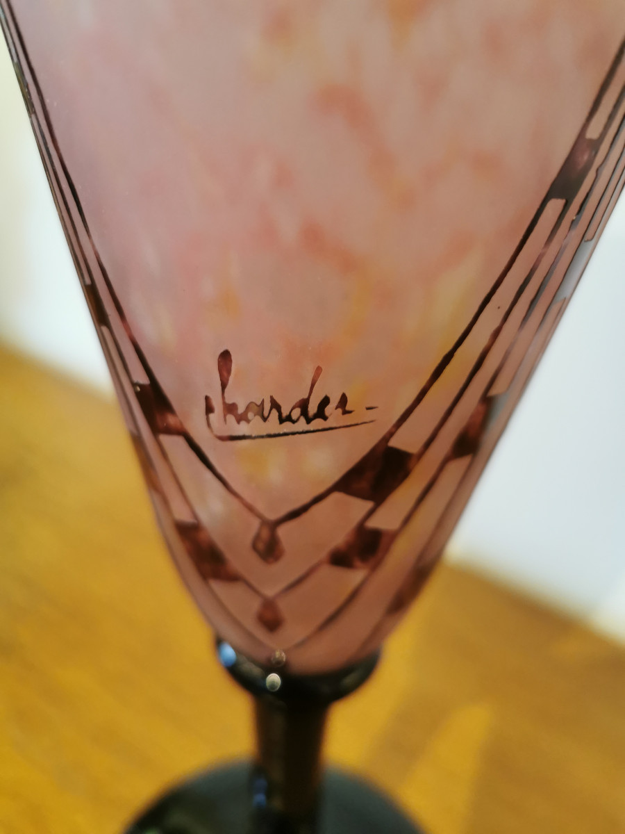 Schneider Le Verre Français Vase, "necklaces" Model, Art Deco Period -photo-3