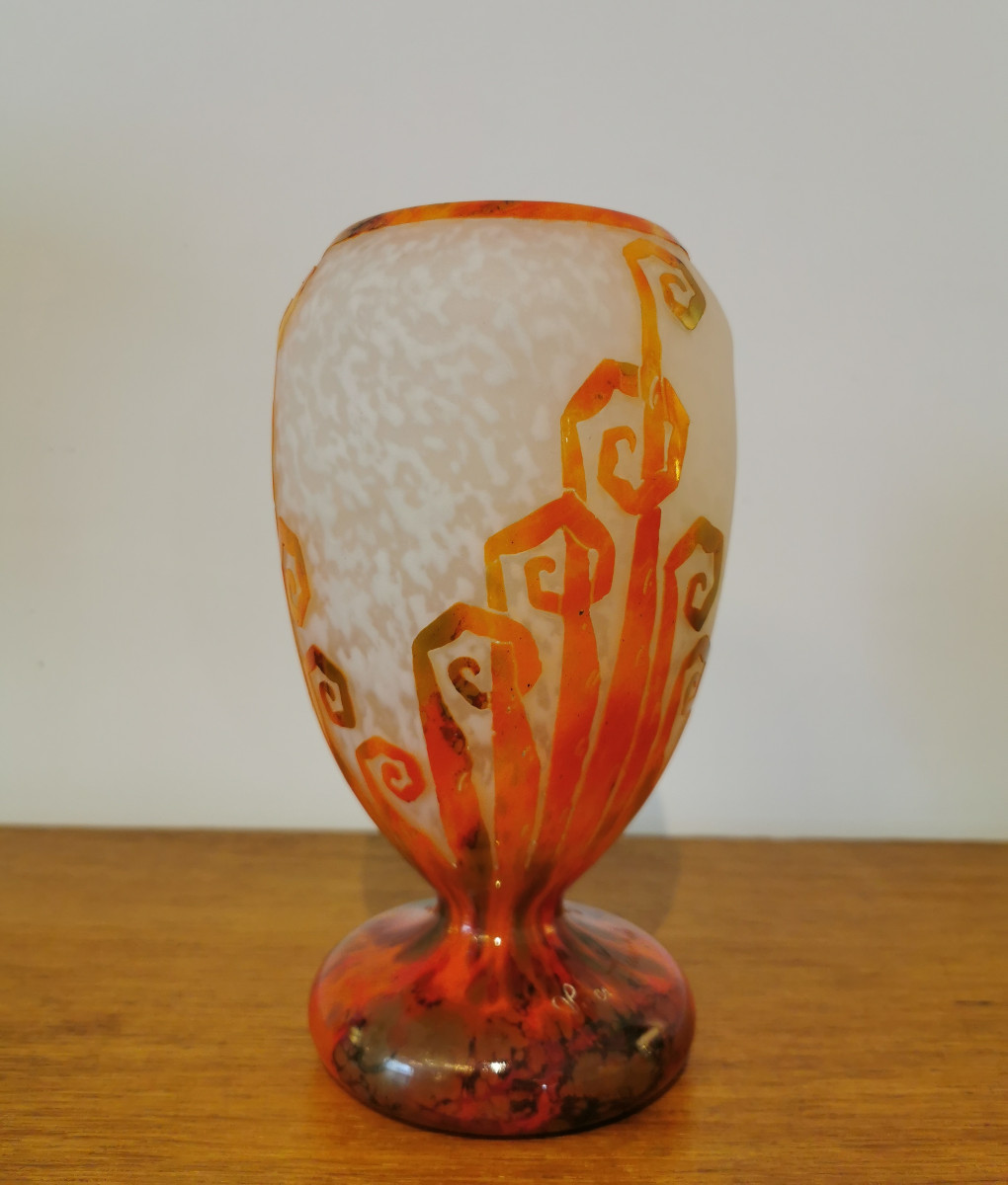 Schneider Le Verre Français Vase, "fern" Model, Art Deco Period -photo-4
