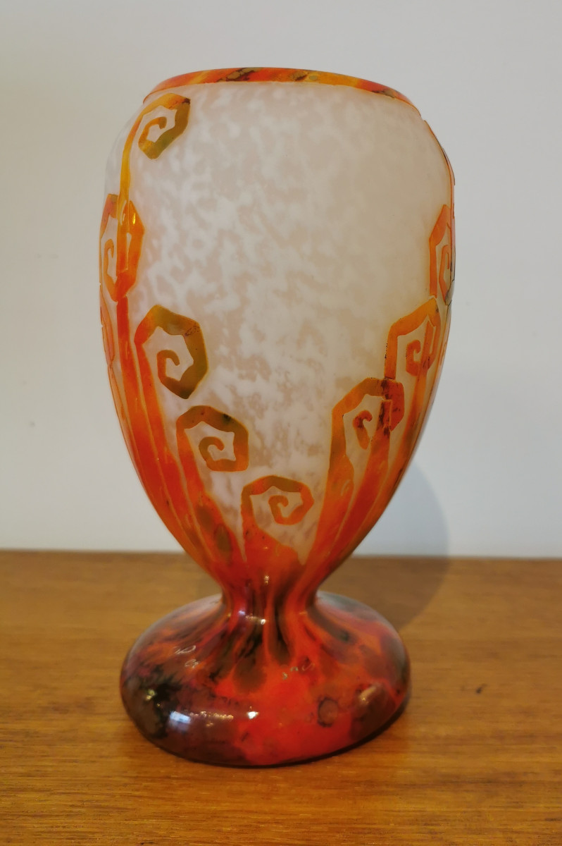 Schneider Le Verre Français Vase, "fern" Model, Art Deco Period -photo-1