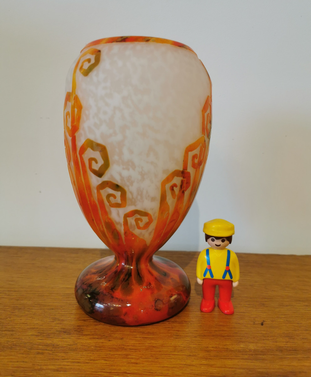 Schneider Le Verre Français Vase, "fern" Model, Art Deco Period -photo-6
