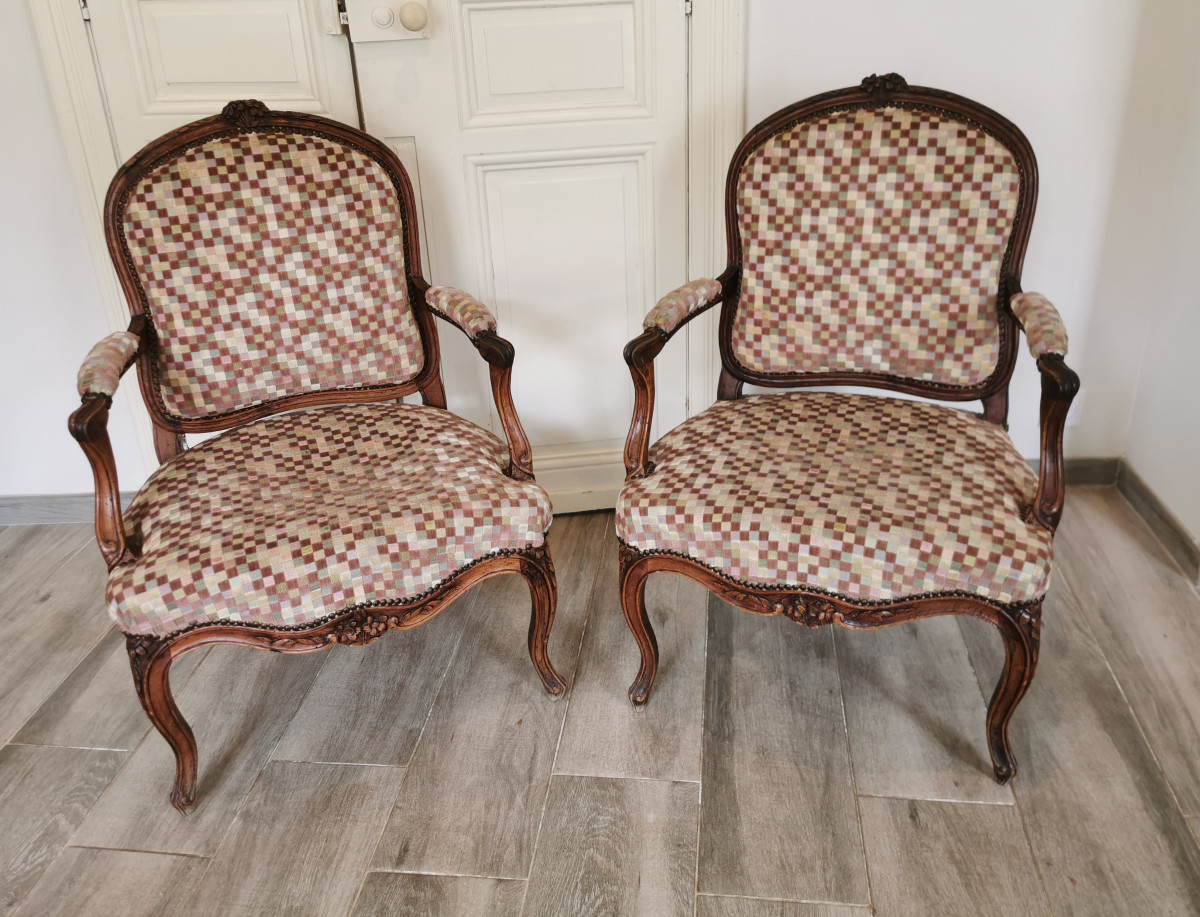 Pair Of Louis XV “cabriolet” Armchairs