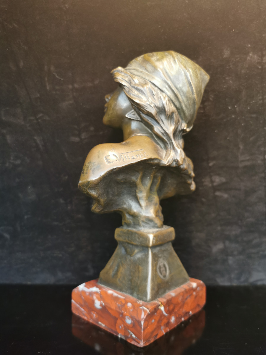 Saïda, Bronze Bust By Emmanuel Villanis (1858-1914)-photo-3