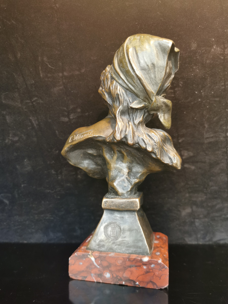 Saïda, Bronze Bust By Emmanuel Villanis (1858-1914)-photo-4