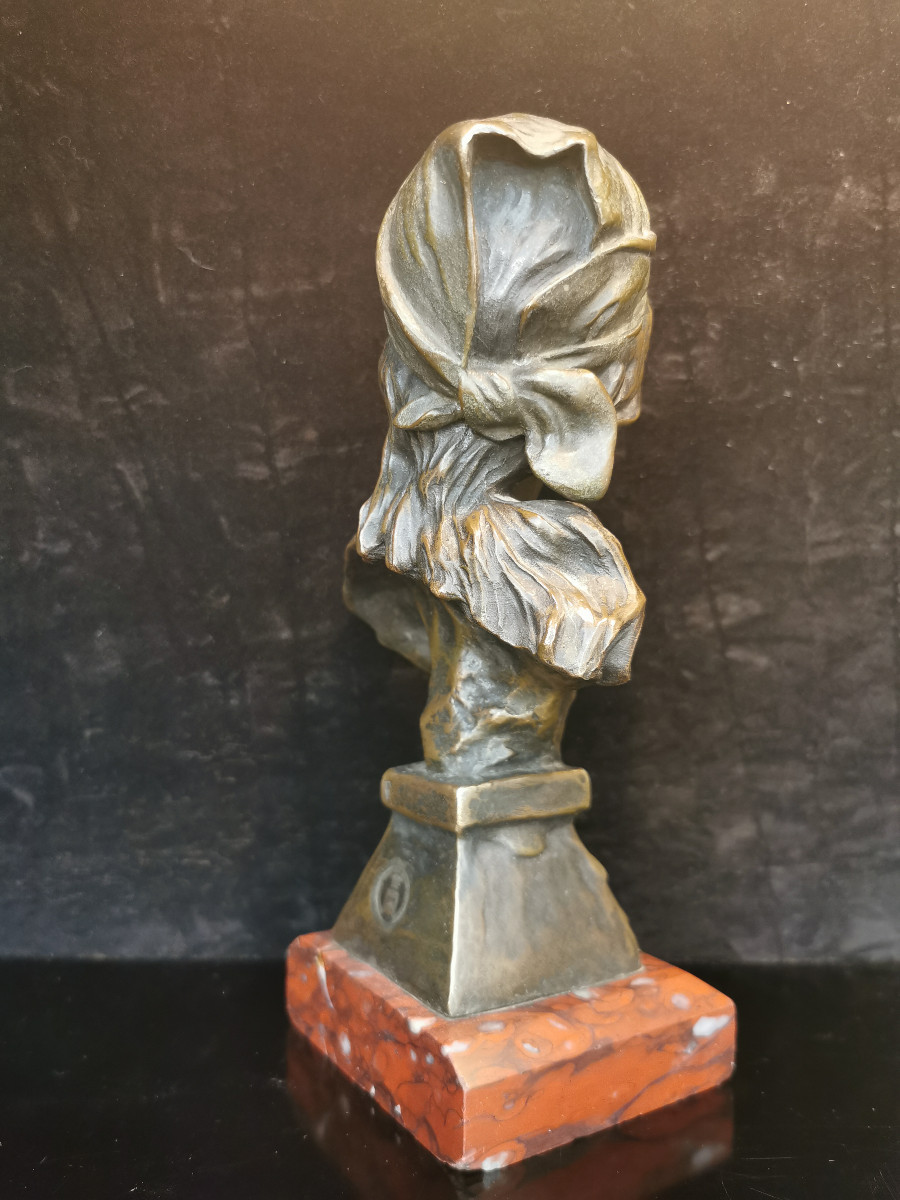 Saïda, Bronze Bust By Emmanuel Villanis (1858-1914)-photo-1