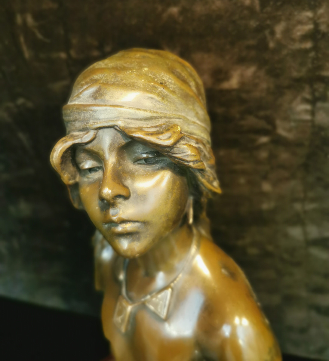 Saïda, Bronze Bust By Emmanuel Villanis (1858-1914)-photo-2